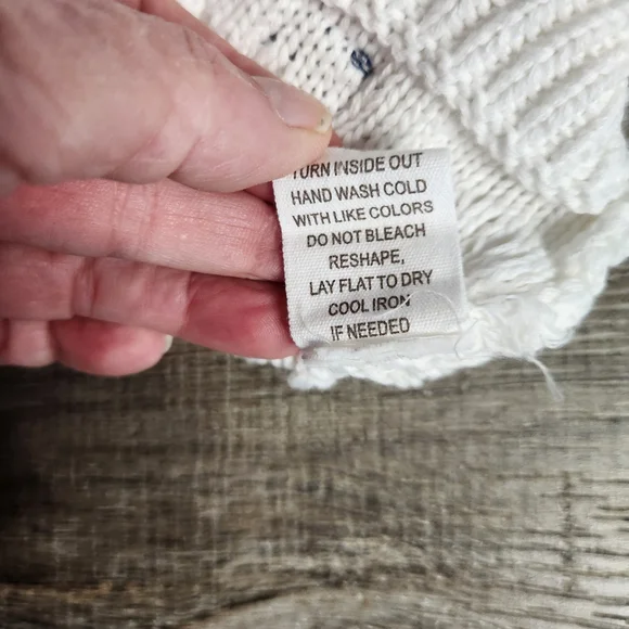 Blu Pepper Citton White Knit Top W Floral Motifs M JRs Boho Cottagecore Retro - Picture 5 of 6